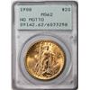 Image 1 : 1908 No Motto $20 St. Gaudens Double Eagle Gold Coin PCGS MS62 Rattler Holder