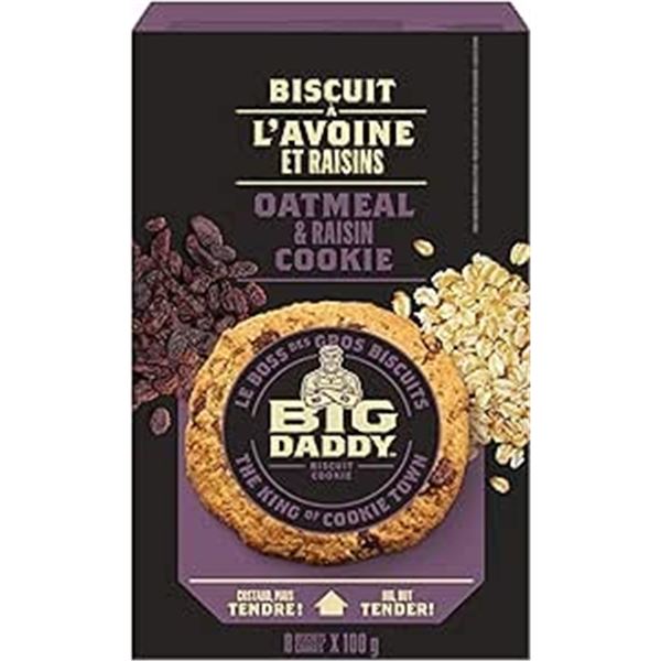 BOX OF BIG DADDY 8 X 100G LARGE OATMEAL RAISEN