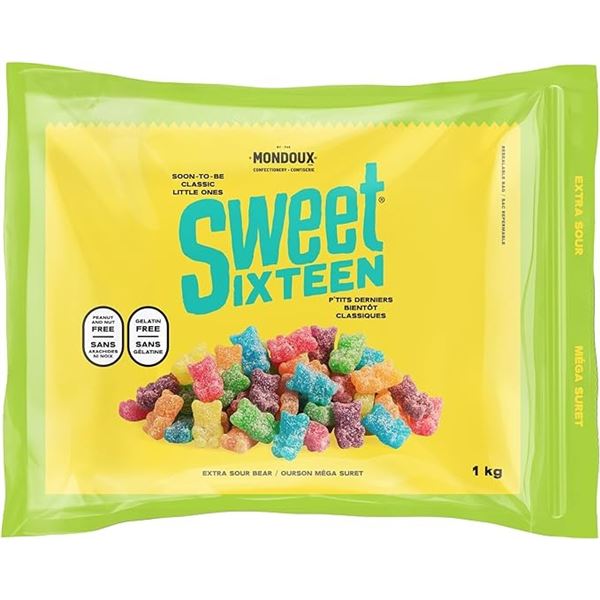 1KG BAG OF SWEET SIXTEEN EXTRA SOUR BEARS