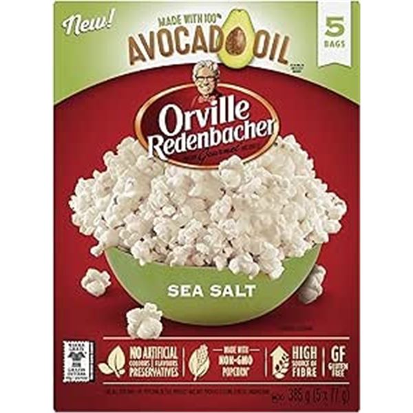 BOX WITH 5 X 77G SEA SALT ORVILLE POPCORN