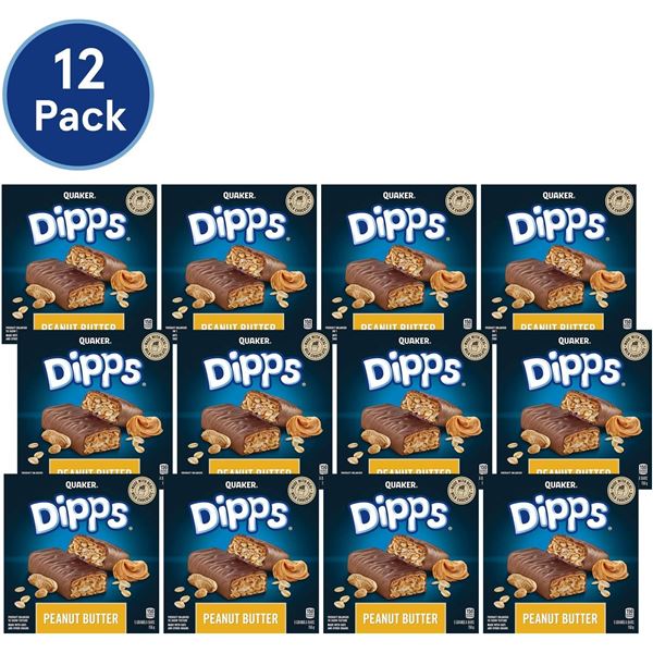 NEW CASE OF 12 BOXES W/ QUAKER DIPPS PEANUT BUTTER