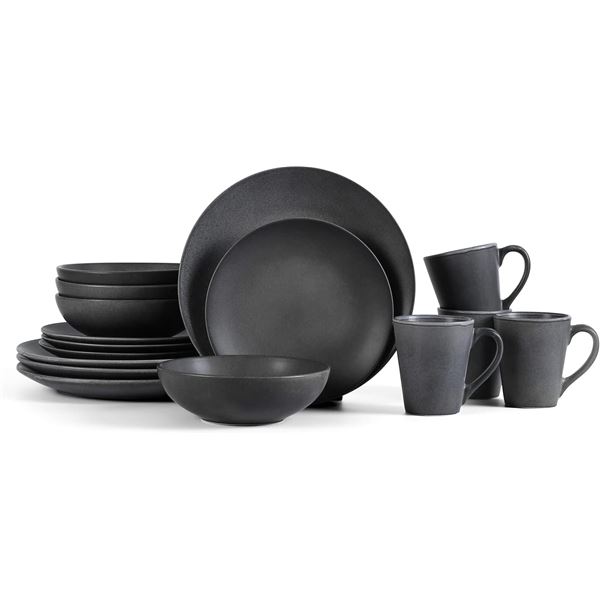 NEW STONE + LAIN 16 PIECE DINNERWARE SET, GREY