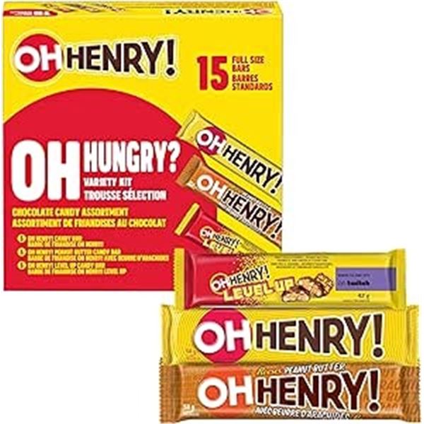 BOX OF 15 OH HENRY FULL SIZE BAR ASSORTMENT