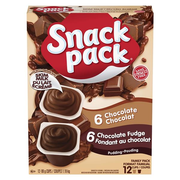 BOX WITH 12 SNACK PACK CHOCOLATE & C.FUDGE PUDDING