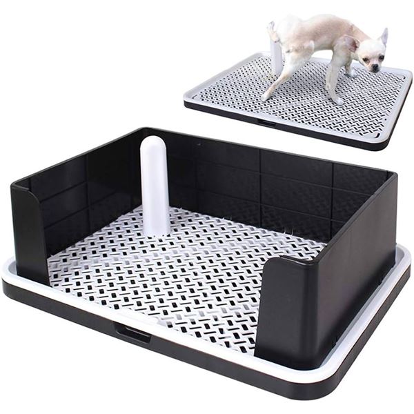 NEW KUNFORT 2 IN 1 DOG LITTER BOX, BLACK/WHITE