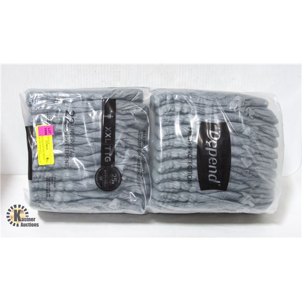NEW DEPENDS SIZE XXL MEN'S MAXIMUM ABSORBENCY