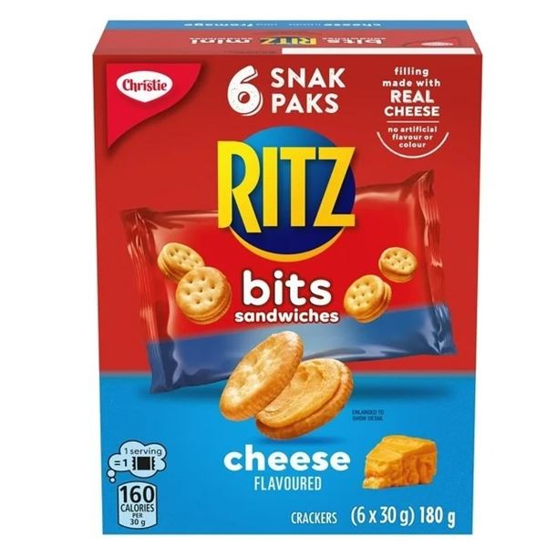 NEW CASE OF 12 RITZ BITS MINI SNACK PACKS - 180G
