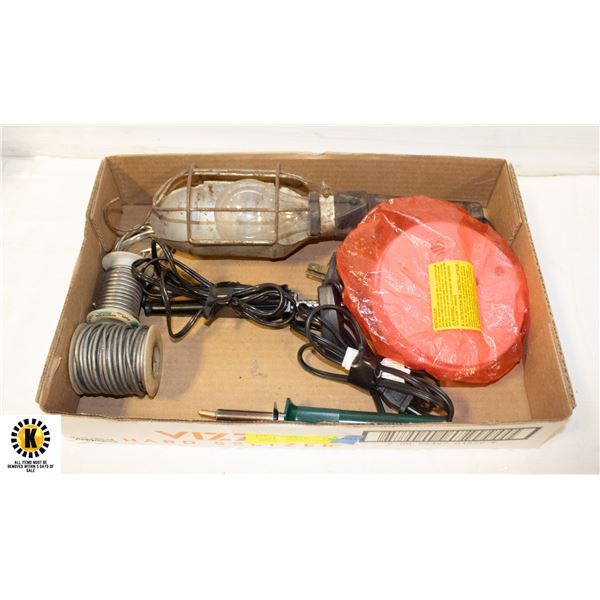 FLAT WITH SOLDERING ITEMS PLUS TROUBLE LIGHT