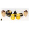 Image 1 : 6PC SET BLACK AND GOLD FRUIT AND JAPANESE