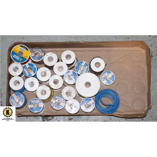 LARGE FLAT OF NEW SMALL WIRE SPOOLS