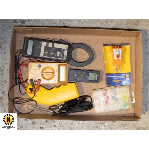 FLAT OF ELECTIRCAL TOOLS AND ITEMS