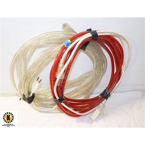 60 FEET OF LED ROPE LIGHTING RED AND CLEAR