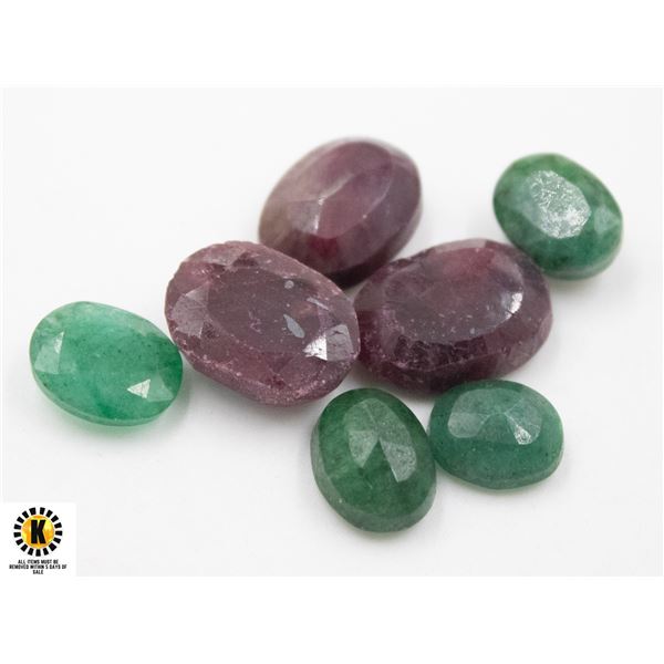 #57-GREEN EMERALD & RUBY GEMSTONE 72.55 CT