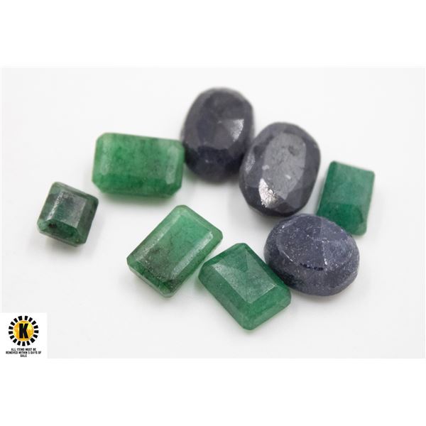 #53-GREEN EMERALD & SAPPHIRE  GEMSTONE 93.75 CT