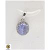 Image 1 : #245-UNHEATED BLUE TANZANITE & CZ PENDANT