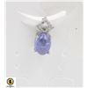 Image 1 : #239-UNHEATED BLUE TANZANITE & CZ PENDANT