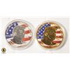 Image 1 : LOT OF 2 DONALD TRUMP COLOURED .999 COPPER COINS