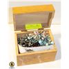 Image 1 : WOOD BOX WITH ESTATE JEWELRY