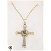 Image 1 : VTG 1960'S PETIT POINT CROSS NECKLACE