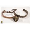 Image 1 : VINTAGE COPPER BRACELETS & COPPER OWL RING-ESTATE