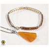 Image 1 : VINTAGE 925 SILVER/AMBER BRACELT & PENDANT