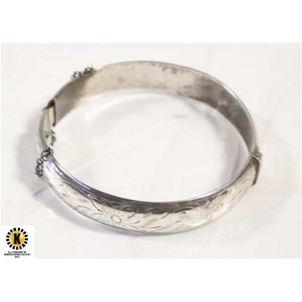 ANTIQUE 925 SILVER BANGLE CLIP BRACELET HALLMARKED