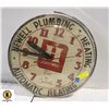 VINTAGE WALL CLOCK NEWELL PLUMBING HEATING BROOKS