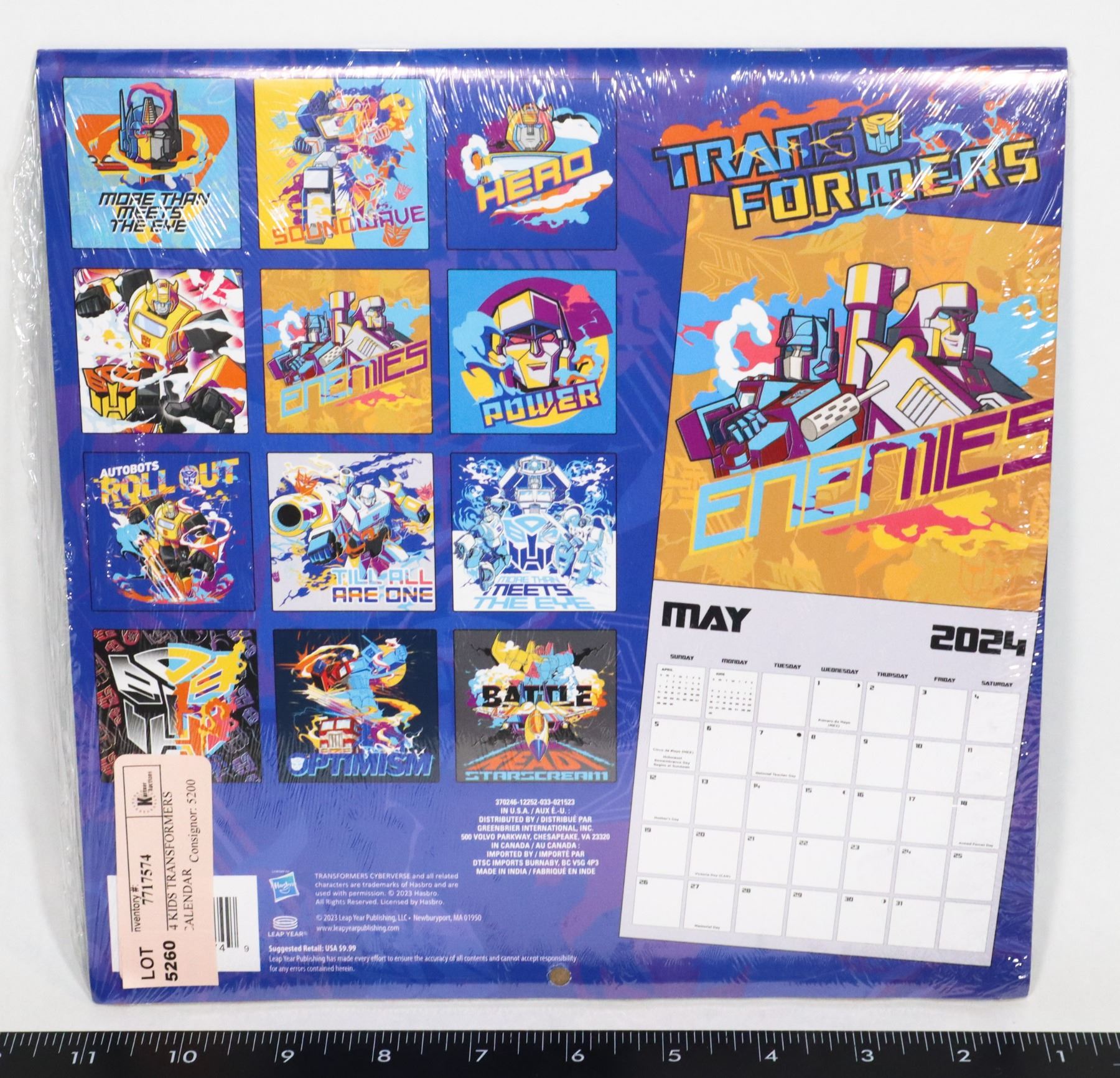 Transformers Calender2022 NEW 2024 KIDS TRANSFORMERS THEME CALENDAR