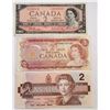 26)  LOT OF 3 CANADIAN $2.00 BANKNOTES, 1954, 1974