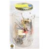 LARGE GLASS JAR FULL OF LAPEL PINS-ESTATE