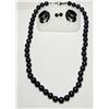 Image 1 : 8)  VINTAGE BLACK BEAD 156" NECKLACE AND 2 PAIRS