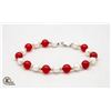 #316- FRESH WATER PEARL , RED JADE   BRACELET