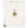 #277- UNHEATED GREEN PERIDOT & CZ PENDANT