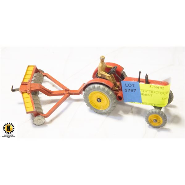 DINKY TOY TRACTOR WITH DISC ATTACHMENT
