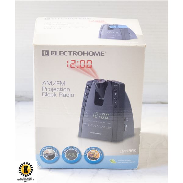 NEW ELECTROHOME PROJECTION CLOCK RADIO. EM159K