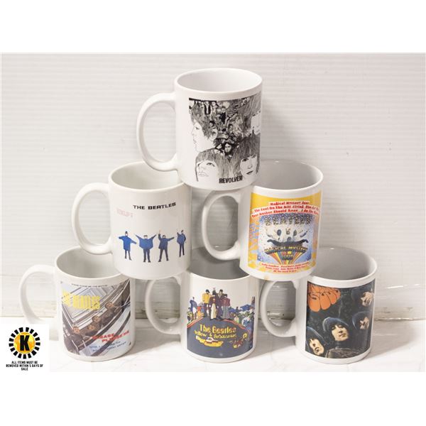 BEATLES COFFEE ALBUM COVER COFFEE MUGS W/MUG TREE