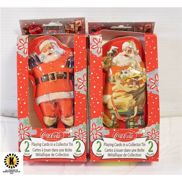 PAIR OF COCA-COLA PLAYING CARDS IN TINS UNOPENED