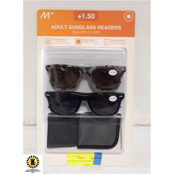 NEW SEALED SUNGLASS READERS 2 PK, +1.50