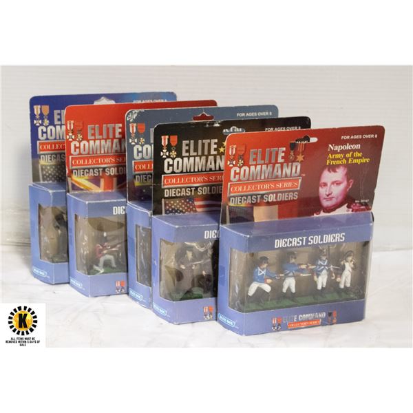 LOT OF FIVE ELITE COMMAND DIE-CAST SOLDIER SETS