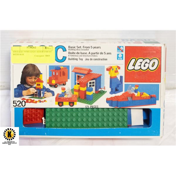 VINTAGE 1970S LEGO ASSORTMENT WITH BOX