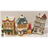 Image 1 : 3 PCS XMAS CERAMIC HOUSES "TESTED" WORKING LIGHT