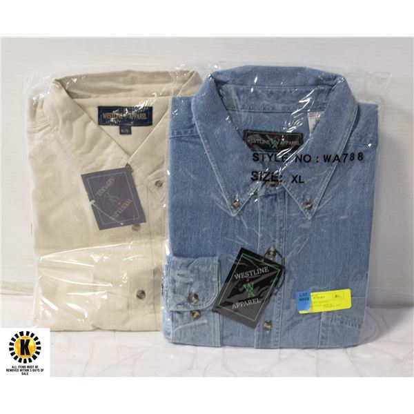 NEW WESTLINE SHIRTS 1DENIM/1NATURAL SIZE M