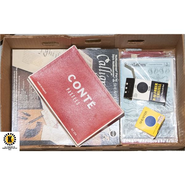 ESTATE CALLIGRAPHY, INK, CONTE PASTELS, REEVES