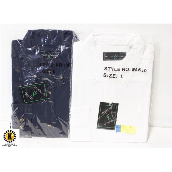 NEW WESTLINE SHIRTS 1WHITE/1NAVY SIZE L