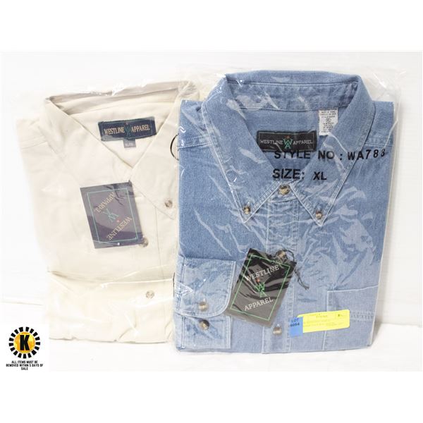 NEW WESTLINE SHIRTS 1DENIM/1NATURAL SIZE M