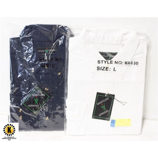 NEW WESTLINE SHIRTS 1WHITE/1NAVY SIZE L