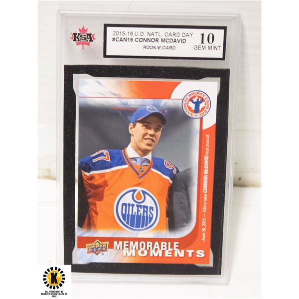 GRADED 10 CONNOR MCDAVID ROOKIE CARD