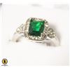 Image 1 : GREEN CZ SIZE 7 CLEAR HALO ACCENT IN