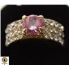 Image 1 : PINK CZ GOLD PLATED 3 ROWS OF SIDE STONES