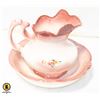 VINTAGE FLORAL PINK & WHITE BOWL AND
